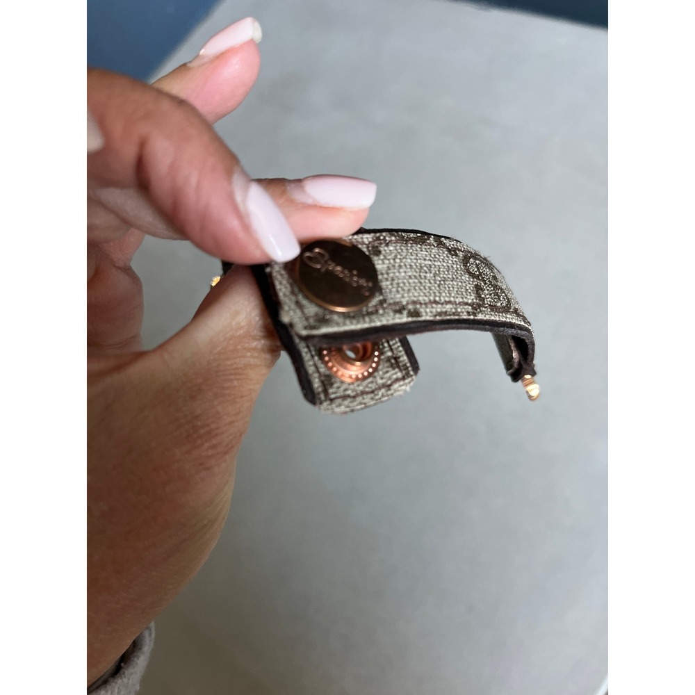 Upcycled Gucci Monogram Leather Watch Band Rose Gold Hardware Luxury Boho Small - Picture 3 of 7